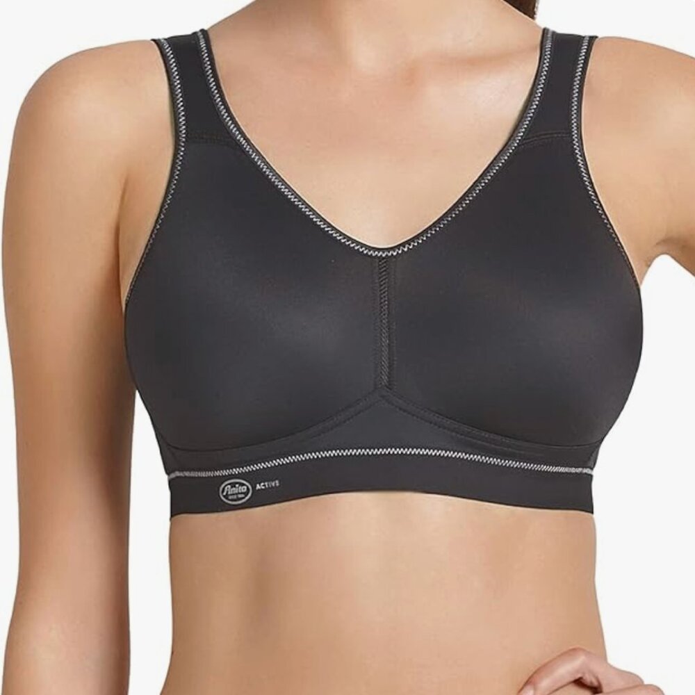 Anita Active Light and Firm Wire-Free Sports Bra 38E Black - Great Condition